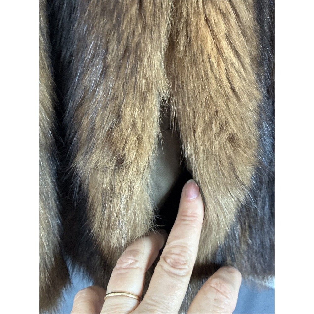 Vtg Maas Brothers Florida Brown Fur Cropped Coat Stole Small Mob Wife FLAWS READ - Picture 5 of 16